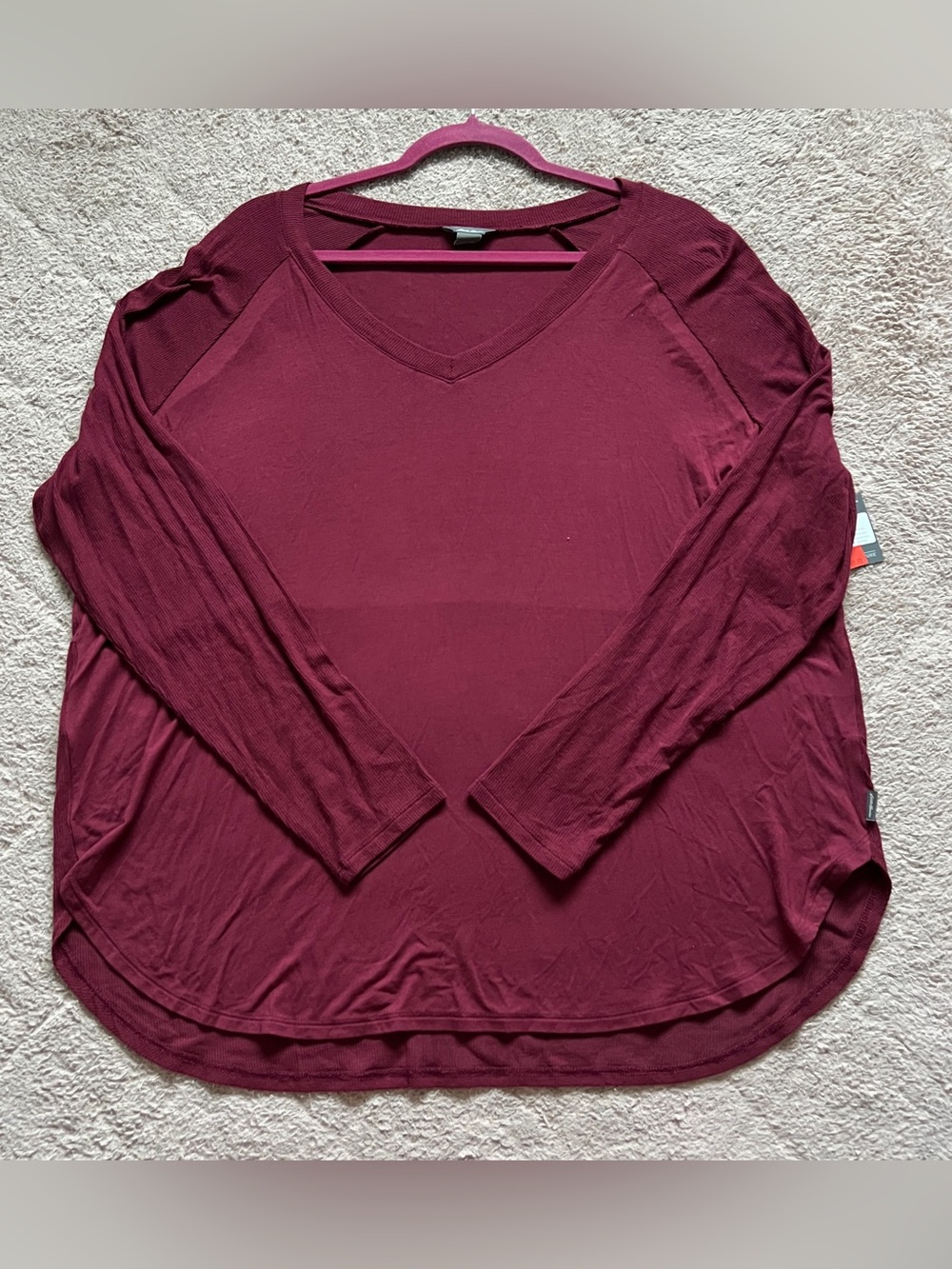 NWT Eddie Bauer Ribbed V-Neck Layering Top Minimalist Outdoor Hiking Sz XL